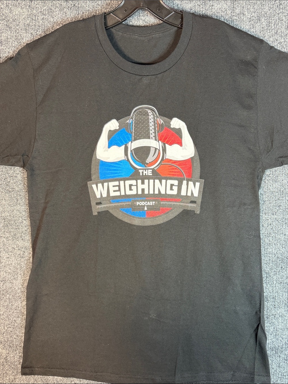 The Weighing In Podcast Men's Medium MMA Boxing Microphone Graphic T Shirt Black